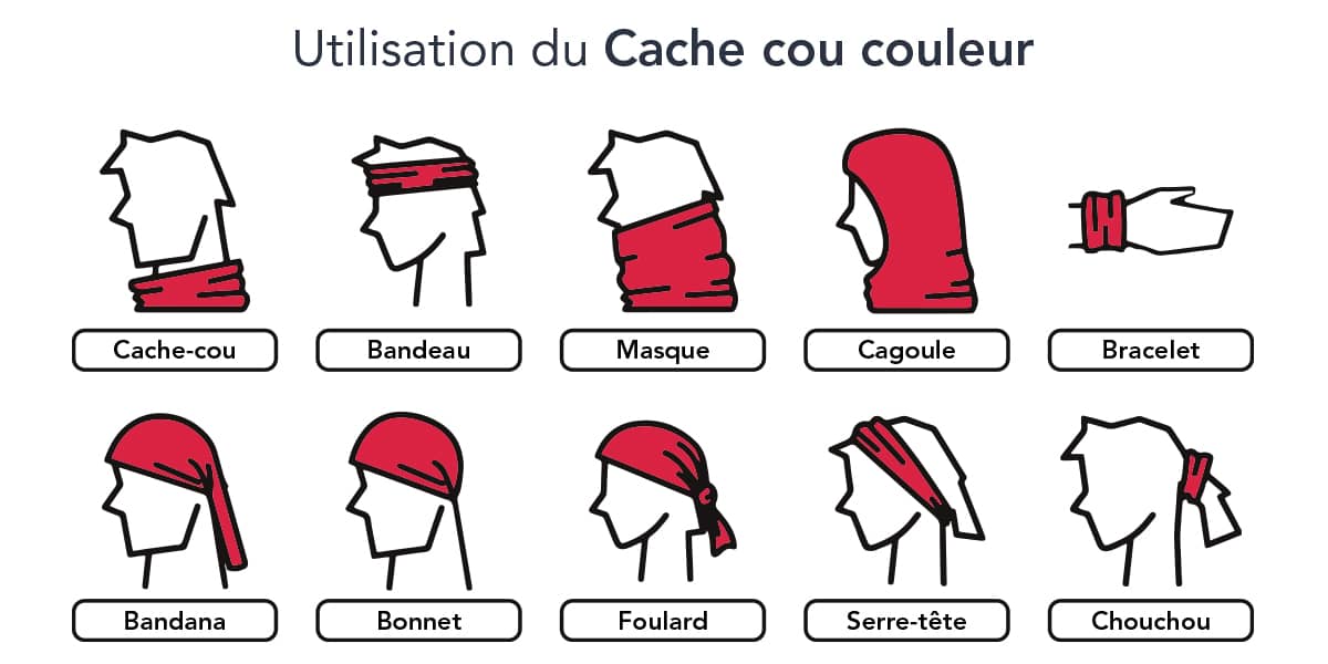 Cache cou couleur Bandeau multifonctions pour événement sportif