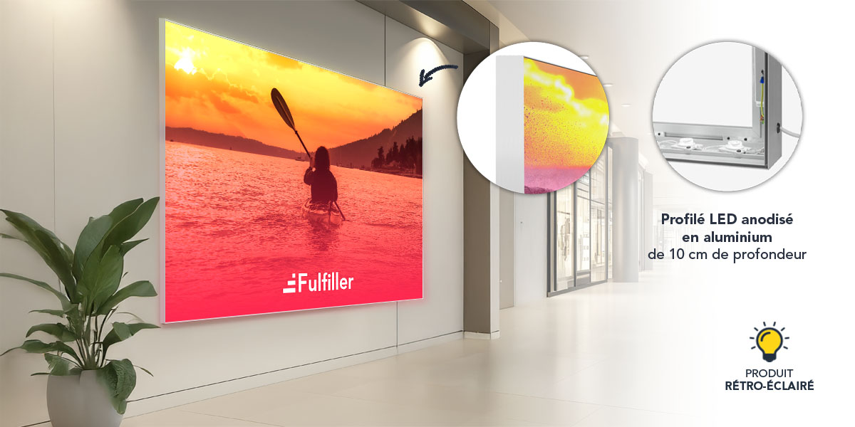Cadre mural Alu LED toile tendue