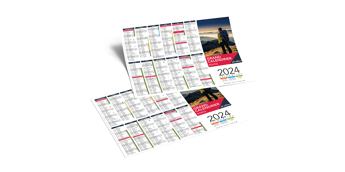 Impression de calendriers 2024 personnalisé grand format souple