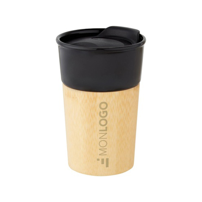 Tasse Pereira de 320 ml en porcelaine avec paroi extérieure en bambou