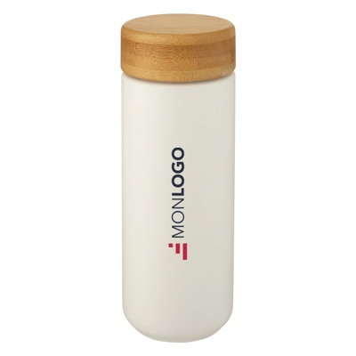Gobelet en céramique Lumi de 300 ml avec couvercle en bambou