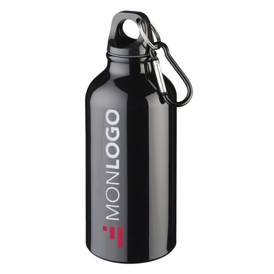 Bouteille d'eau Oregon de 400 ml en aluminium recyclé certifié RCS avec mousqueton