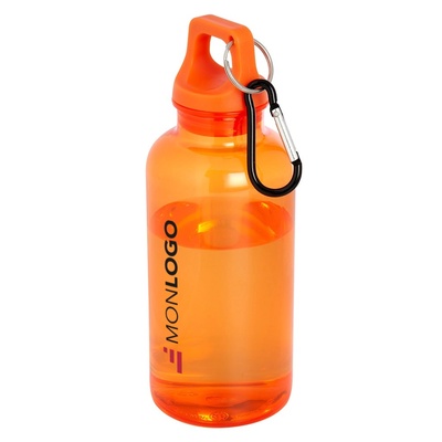 Bouteille d'eau Oregon de 400 ml en plastique recyclé avec mousqueton