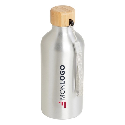 Bouteille d'eau Malpeza de 500 ml en aluminium recyclé certifié RCS avec mousqueton