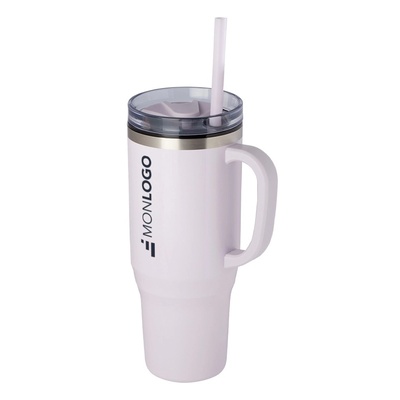 Mug isotherme Melbourne 1200 ml certifié RCS avec paille