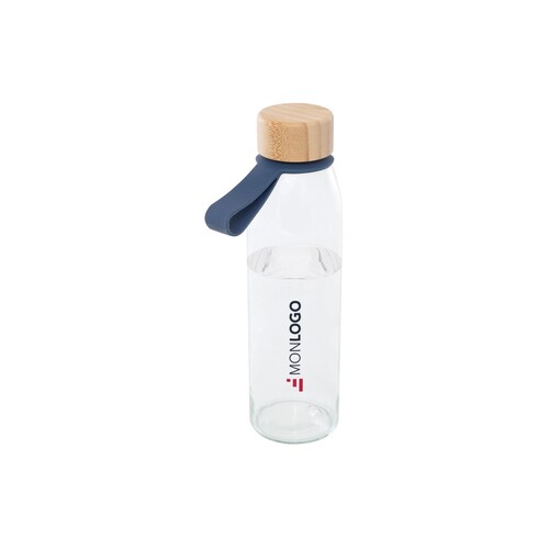 Bouteille d'eau en verre Porto de 500 ml avec poignée en silicone et couvercle en bambou