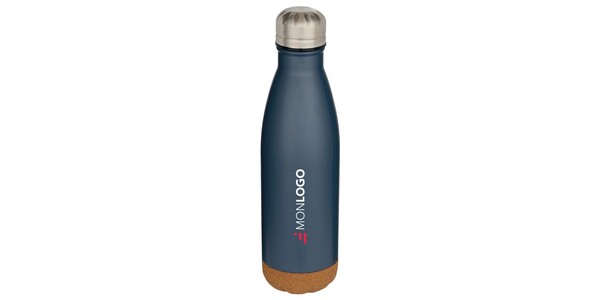 Bouteille d’eau Cove de 500 ml en acier inoxydable isolée sous vide et à double paroi avec détails en liège