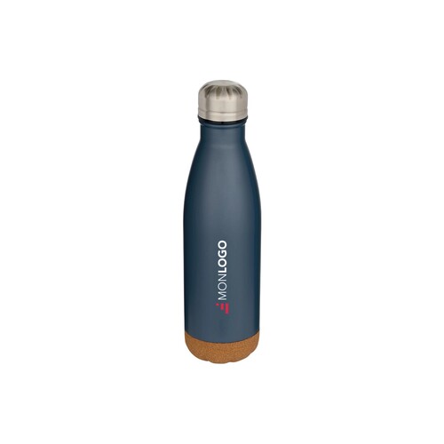 Bouteille d’eau Cove de 500 ml en acier inoxydable isolée sous vide et à double paroi avec détails en liège