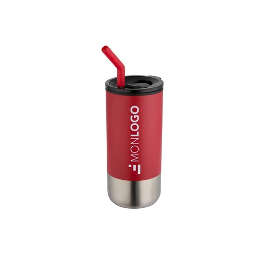 Gobelet isotherme Grayson 480 ml certifié RCS avec paille en silicone