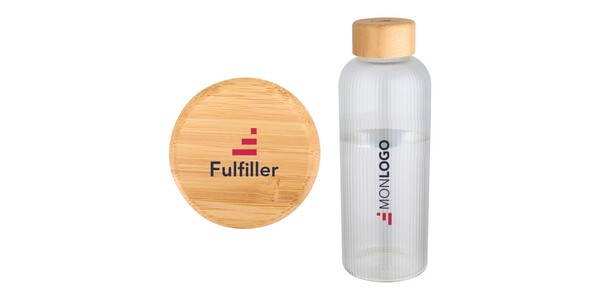 Bouteille en verre borosilicate Mirage simple paroi de 650 ml avec couvercle en bambou