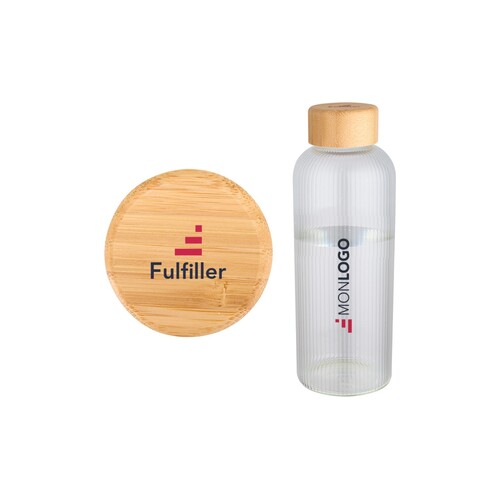 Bouteille en verre borosilicate Mirage simple paroi de 650 ml avec couvercle en bambou