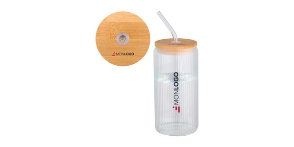 Pot de 500 ml en verre borosilicate Mirage simple paroi avec couvercle en bambou