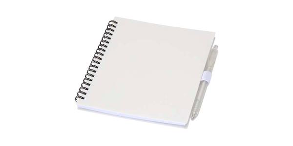 Ensemble carnet à couverture souple en plastique recyclé et stylo bille (encre bleue) Niove