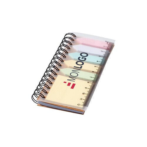 Bloc-notes à spirales avec mémos autocollants colorés Spinner