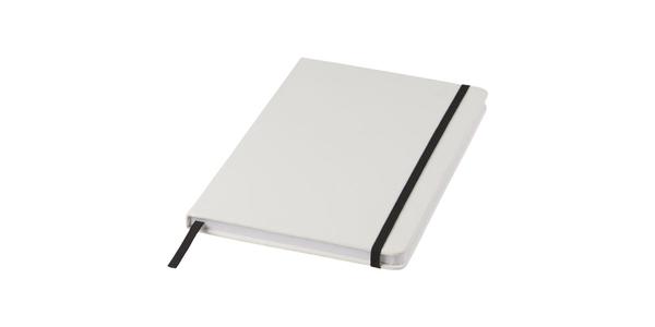 Carnet de notes blanc A5 Spectrum avec élastique de couleur