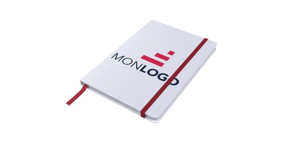 Carnet de notes blanc A5 Spectrum avec élastique de couleur