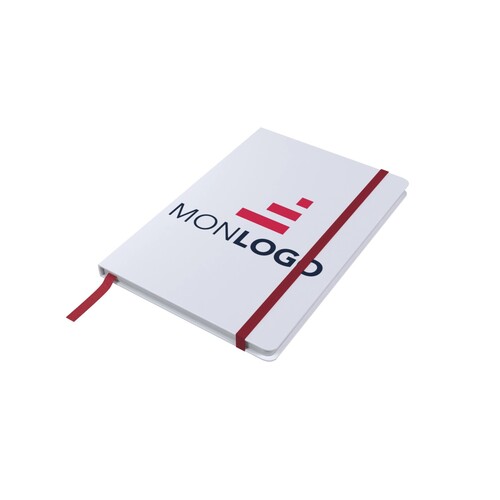 Carnet de notes blanc A5 Spectrum avec élastique de couleur