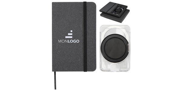 Coffret cadeau Kern avec carnet à couverture rigide A6 et portefeuille MagSafe 