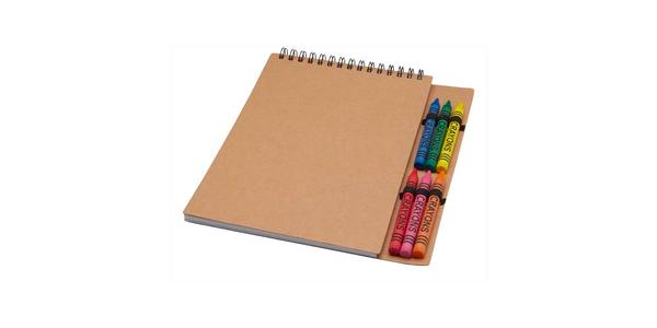 Carnet de notes à spirales Doodle A5 à couverture souple et set de crayons gras