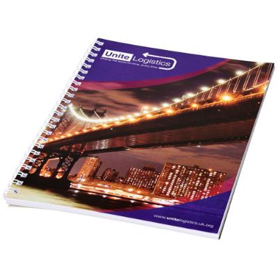 Carnet de notes à spirales A5 Desk-Mate® avec couverture arrière imprimée