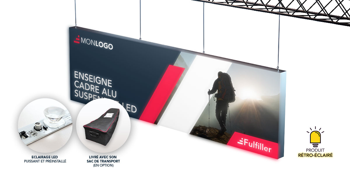 Enseigne cadre Alu suspendue LED