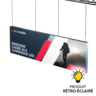 Enseigne suspendue LED cadre Alu 
