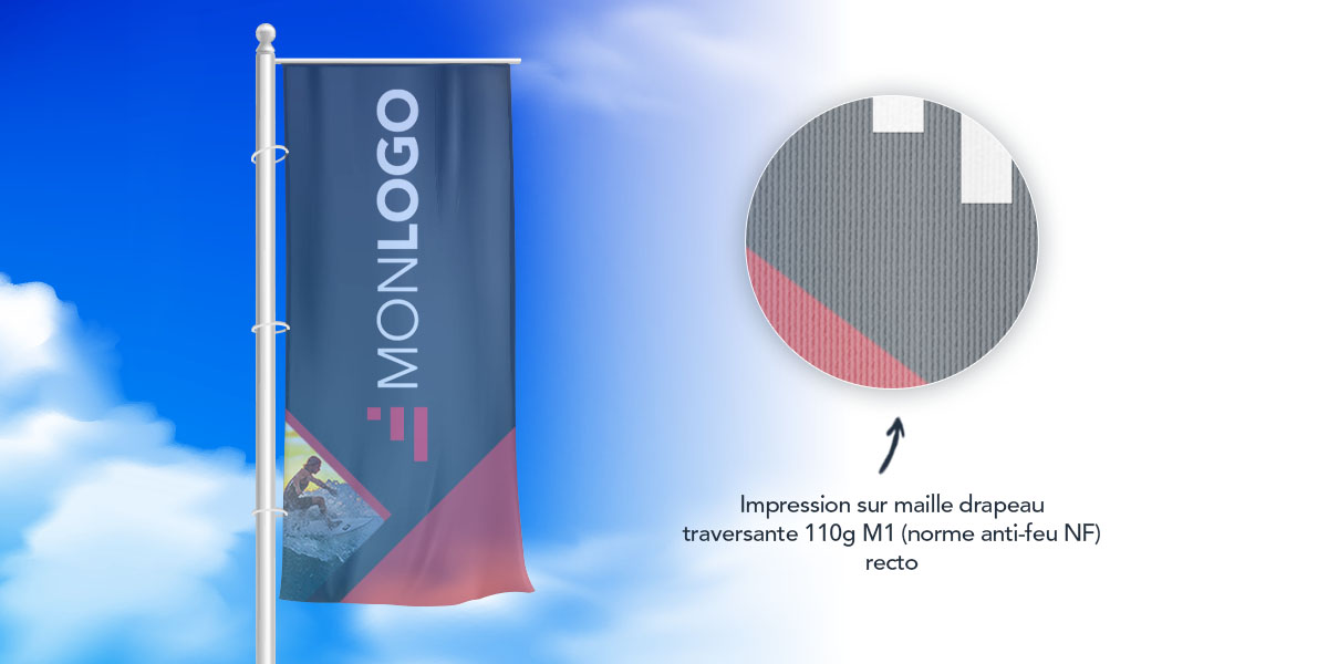 Maille polyester traversante pour drapeau 110g/m2
