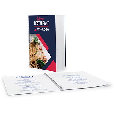 Menu avec reliure spirale 