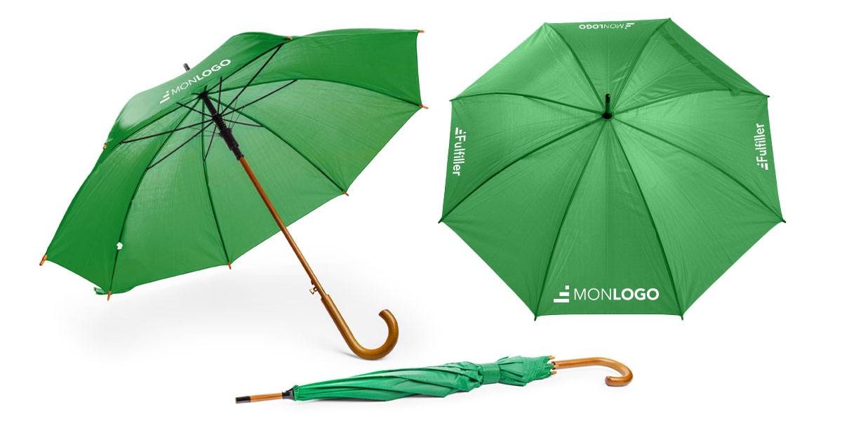 Parapluie canne avec poignée en bois