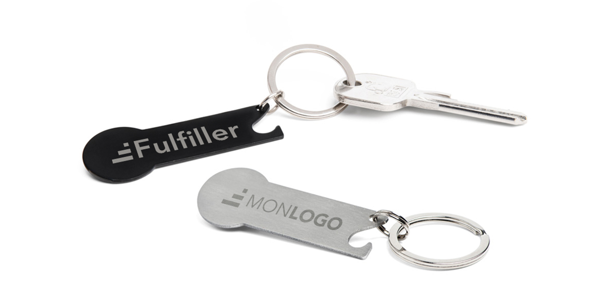 Porte clés jeton de caddie et décapsuleur