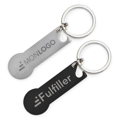 Porte clés jeton de caddie et décapsuleur