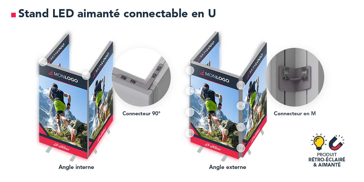 Stand LED aimanté en U